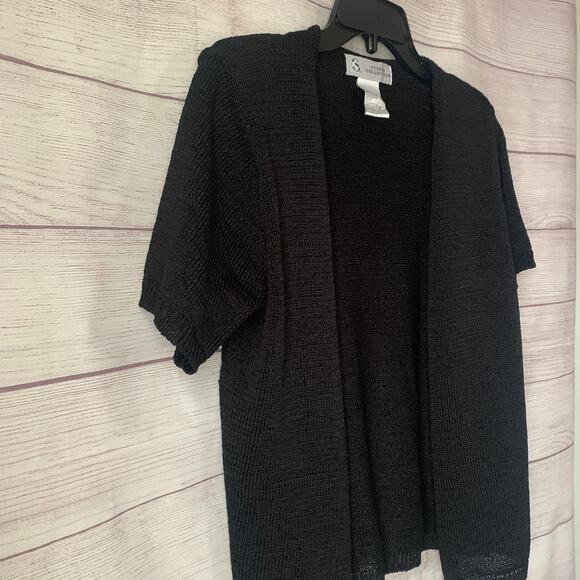 Studio Collection Black Cardigan Sweater Button Up Front Short Sleeve Size M - Picture 14 of 16